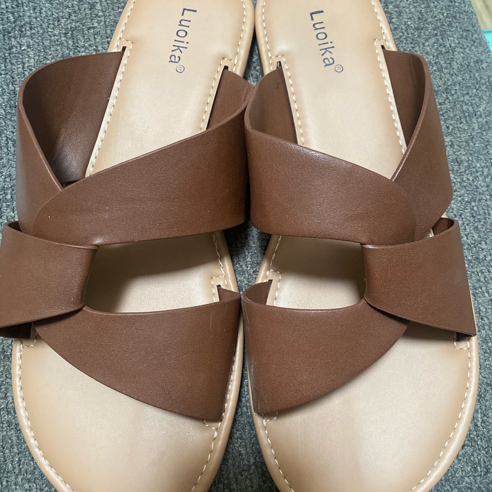 Luoika Brown Women's Slide Sandals